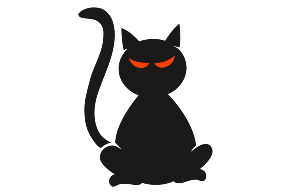 Black Cat with Red Eyes. Evil Witch Pet