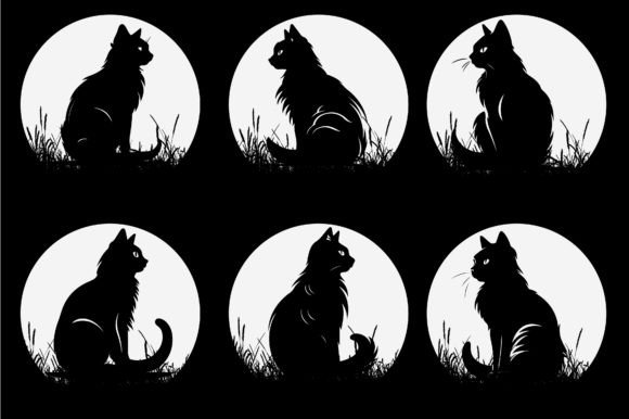 Cat Silhouette Vector for T-Shirt Design