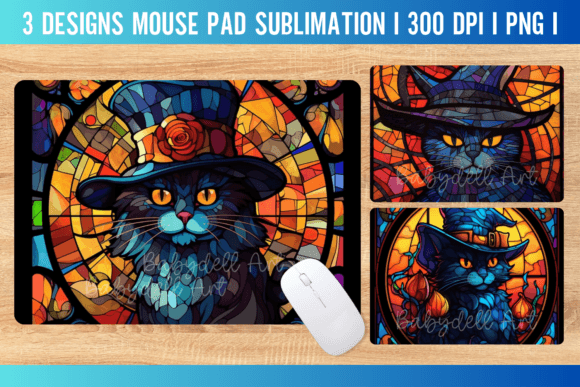 Cat Stained Glass Mouse Pad Sublimation