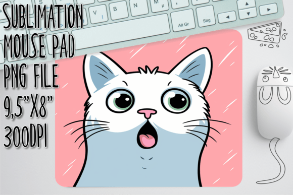 Charming Cat Motif Sublimation Mouse Pad