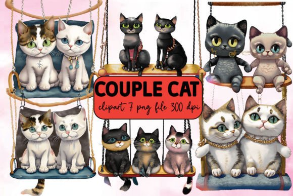Couple Cat Clipart Bundle