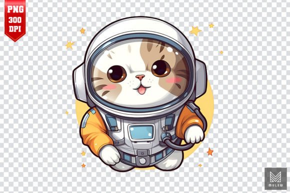Cute Astronaut Scottish Fold Cat Clipart