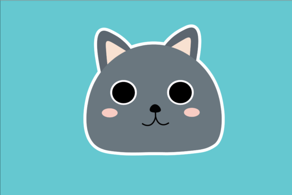 Cute Gray Cat Icon Stickers
