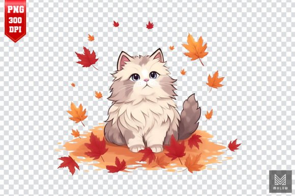 Cute Ragdoll Cat in Autumn Clipart