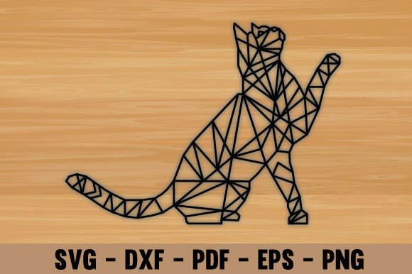 Geometric Cat Laser Metal Wall Decor