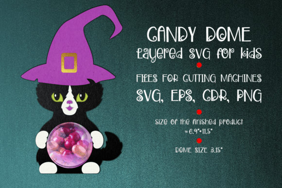 Halloween Black Cat Candy Dome Template