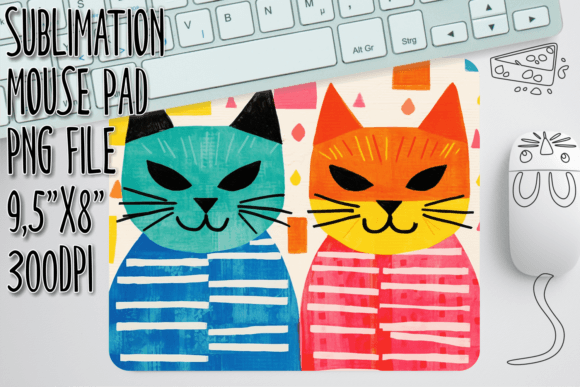 Humorous Cat Sketch Mouse Pad Design