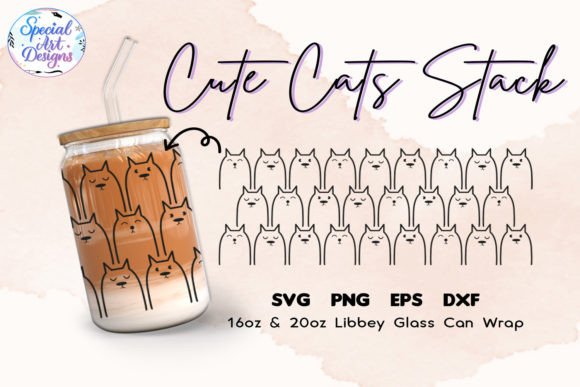 Libbey Glass 16oz 20oz Cute Cat Stack