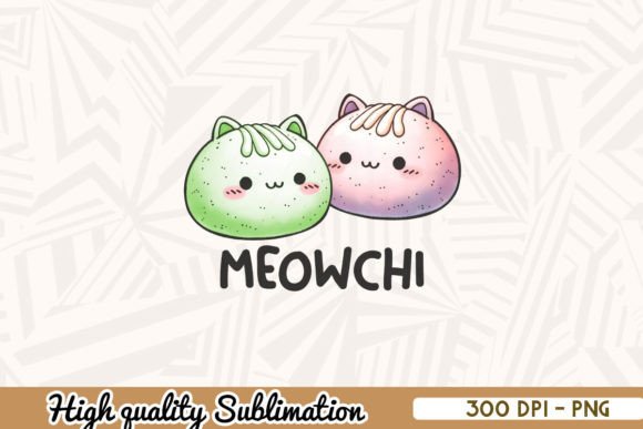 Meowchi Mochi Cat Pun PNG