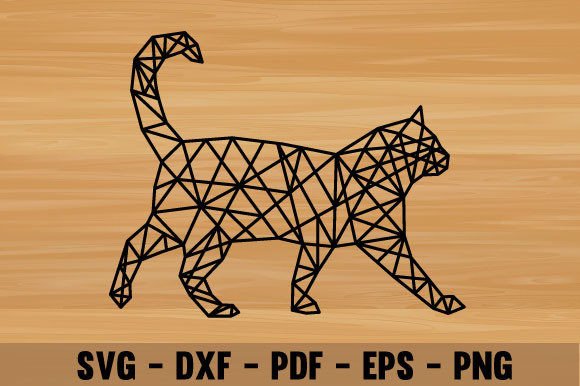 Metal Cat Art, Laser Geometric Cat Decor
