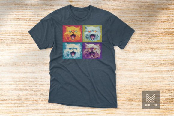Pop Art Persian Cat Four Panels T-shirt