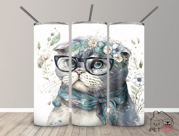 Scottish Fold Cat Watercolor Tumbler 20