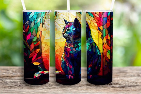 Stained Glass Cat 20oz Tumler Wrap