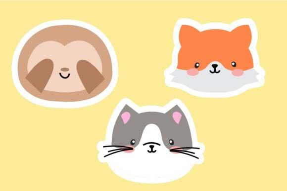 Stickers Cute Animal Loris Wolf Cat