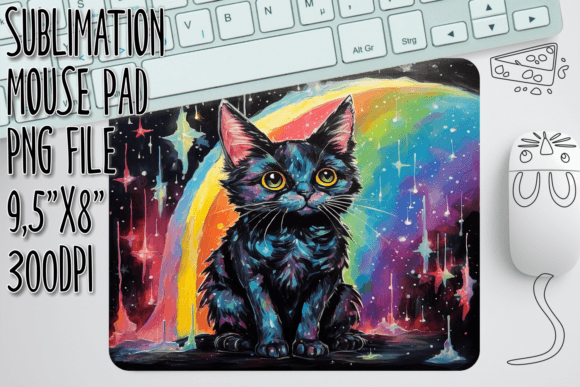 Whimsical Cat Mouse Pad Sublimation Art